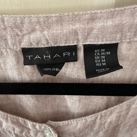 Tahari Linen Button-Up Top - Picture 2 of 7